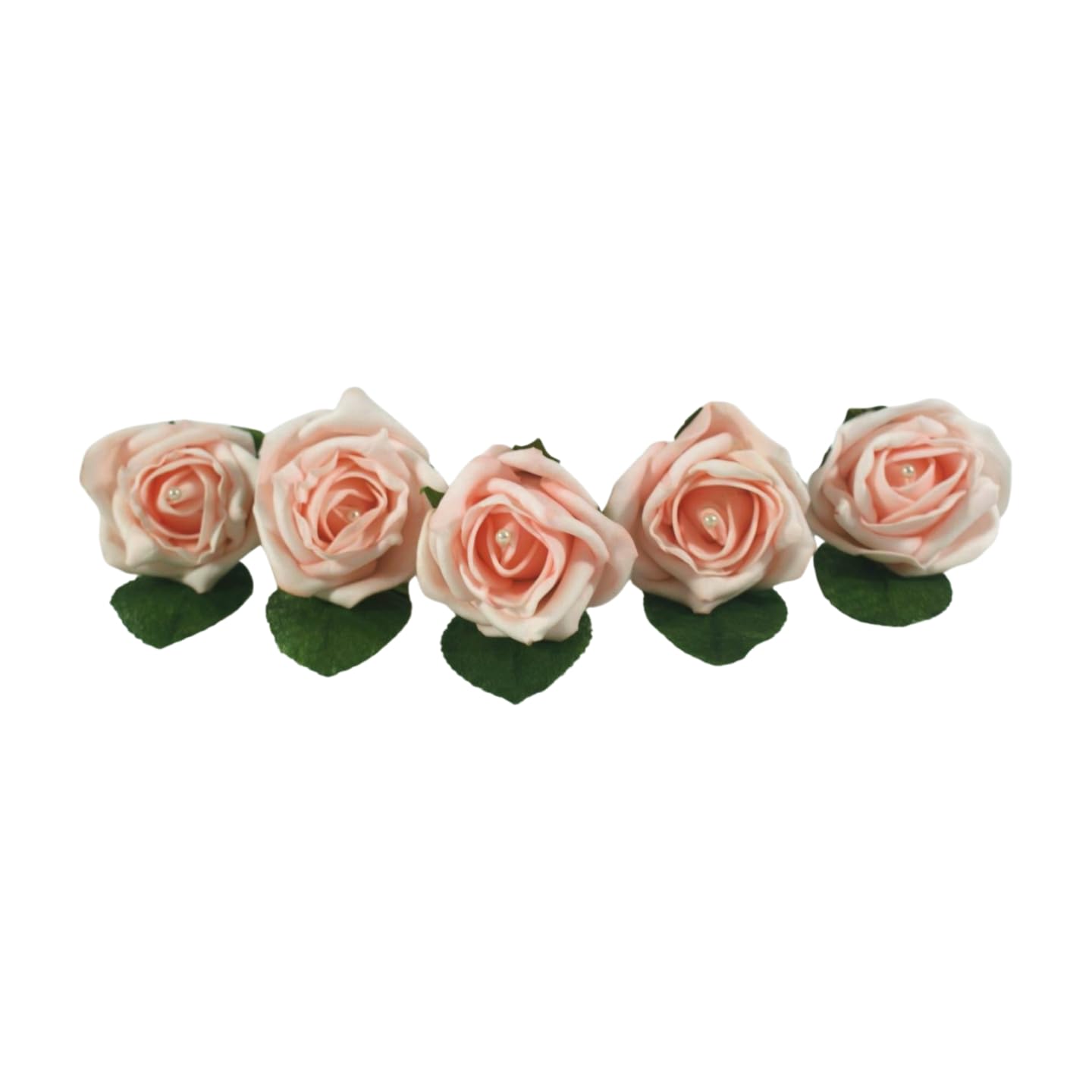Shimmer-hj 5 Baby Pink Handmade Rose Buttonholes with Pearl - Artificial Flower Boutonniere & Corsage for Weddings, Proms, Bride, Groom, Bridesmaid & Guests — image 1