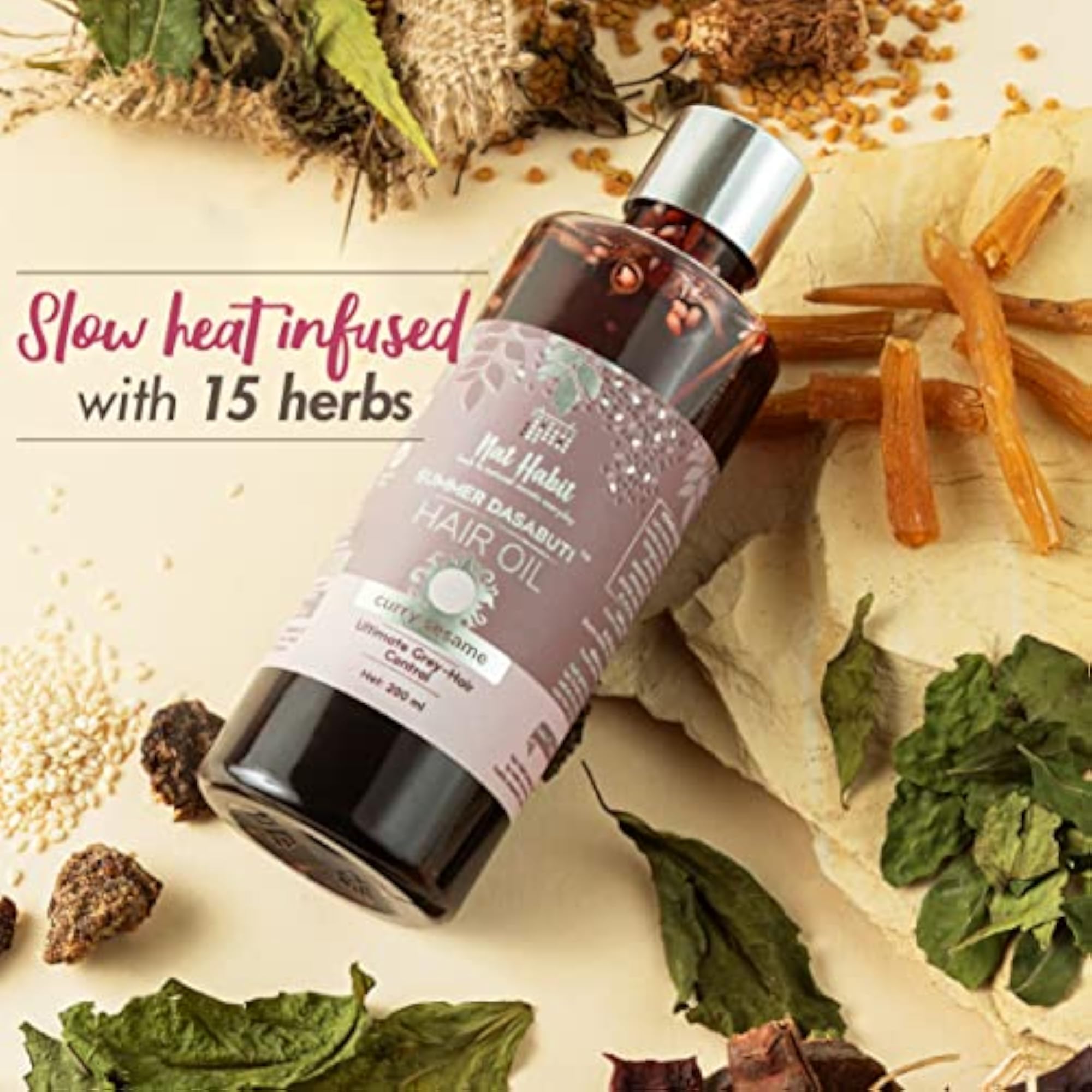 Curry Sesame Hair Oil with 16 Herbs, 100ml
