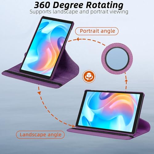 Image of Flip Cover for Realme Pad Mini 8.7 inch Tablet (Model FIT ONLY-: RMP2105 /RMP2106) 360 Degree Rotating Flip Case Cover (Purple)