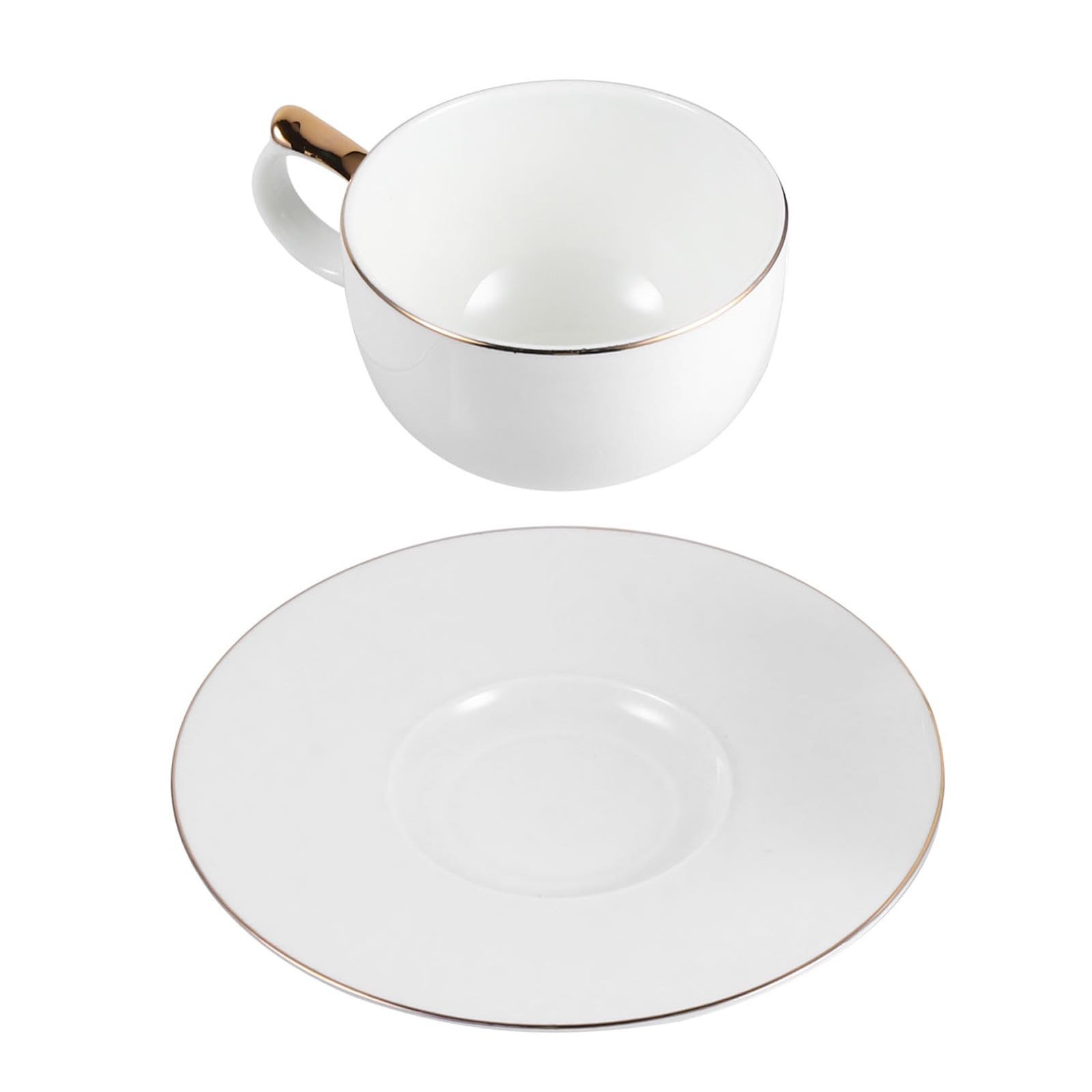 LALAFINA Set di Tazze da Caffè con Piattino in Porcellana Fine 101-200ml, Tazze da Tè in Ceramica con Sottobicchiere Dorato, Adatto per Casa, Ufficio e Ristoranti