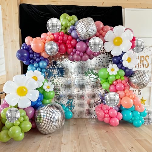 Image of 10 Pcs Disco Ball Balloons 32 /10 4D Ball Balloons Metallic Silver Disco Mylar Balloon Chrome for Birthday Bachelorette 70s 80s 90s Themed Graduation Retro New Year Eve Prom Party Decorations