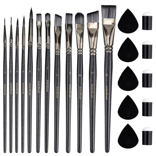 22pcs Face Painting Brushes and Sponges Set Professional Face Paint Tools Multiuse Paintbrush Sets for Acrylic Oil Watercolor Tempera Painting Festivals Parties Body Art & DIY Crafts