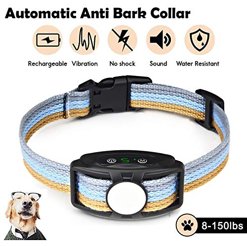 JJOBS Collar Antiladridos para Perros para Addestramento Automático, con Ajustable Vibración sin Descarga Eléctrica, Impermeable y Recargable (Azul2)