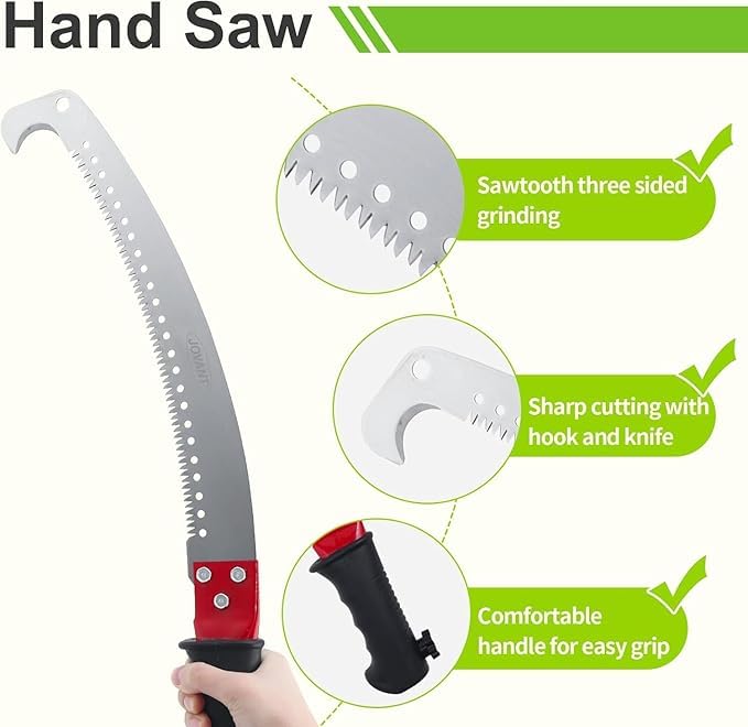 Image of Wood Cutter Pruning Saw | Tree Cutter Tool With Extendable Pole Fixing Slot | Hand Saw With Dual side Teeth and Stable Firm Grip