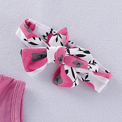 Image of Hipea Toddler Girl Outfits Floral Tops Sleeveless Tank Tops Shorts Headband Summer Clothes Set