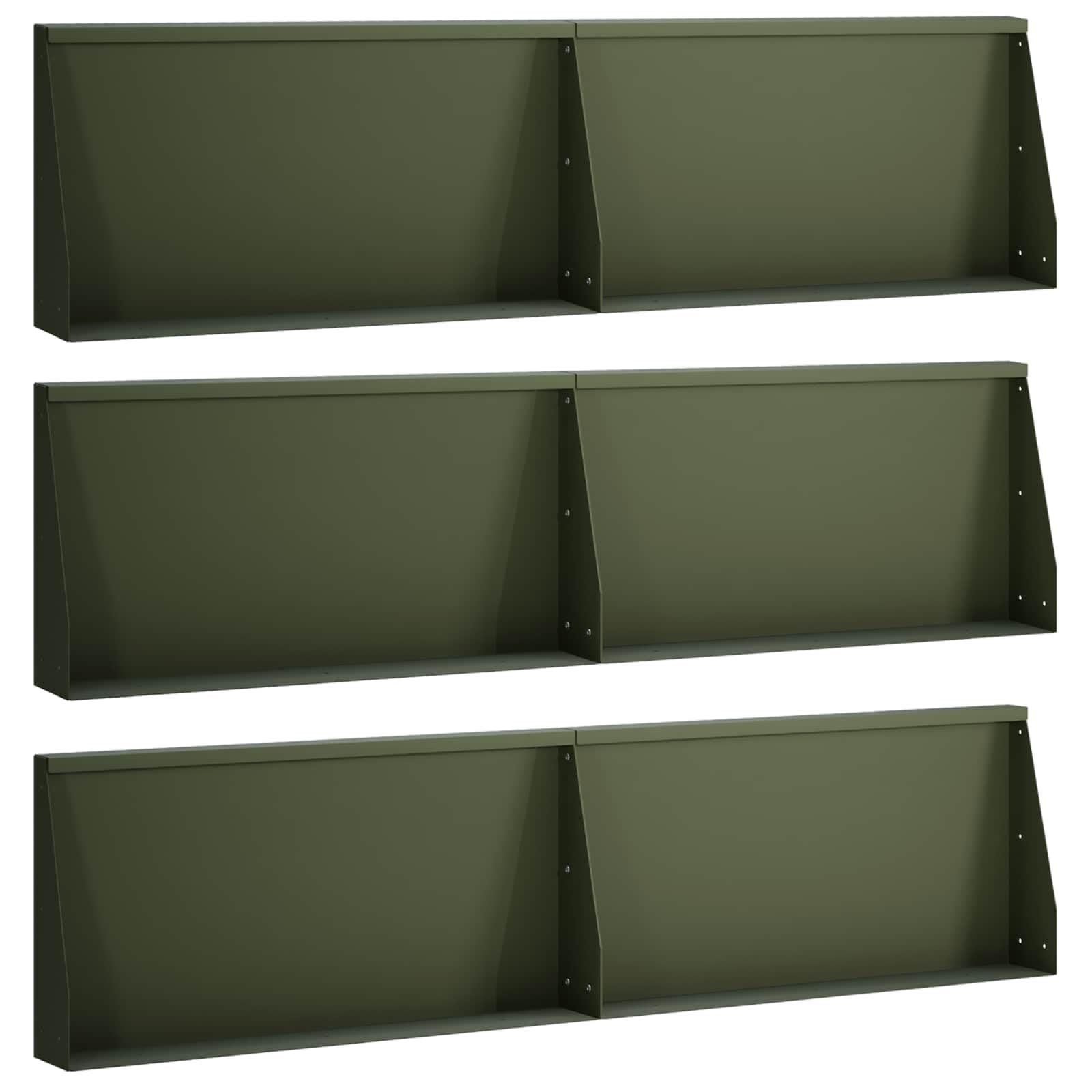 vidaXL Muro di contenimento 6 pz 80 x 12 x 40 cm Acciaio Verde Oliva
