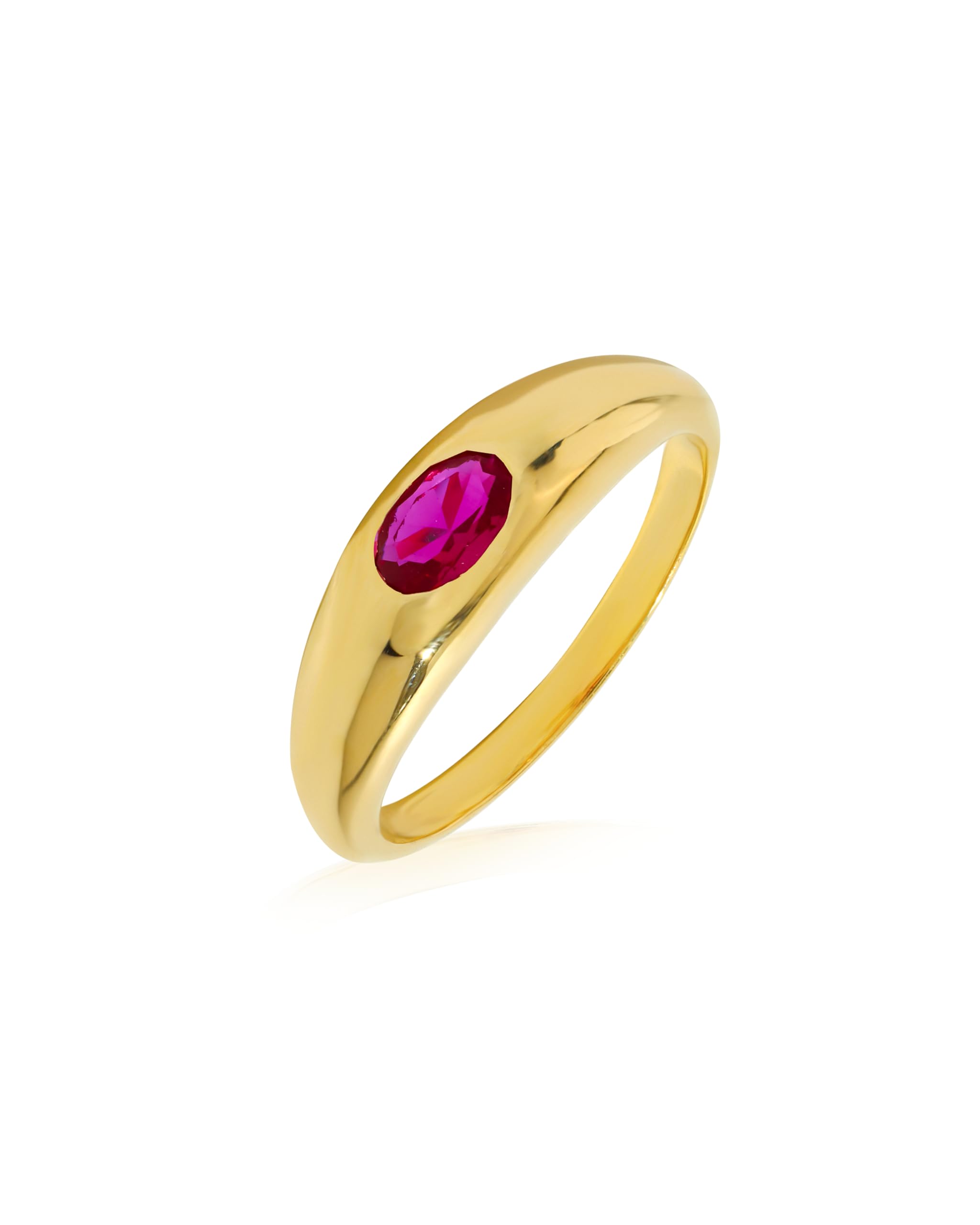 YoTreasureSynthetic Ruby Band Ring 14k Gold Plated Over 925 Silver Jewelry