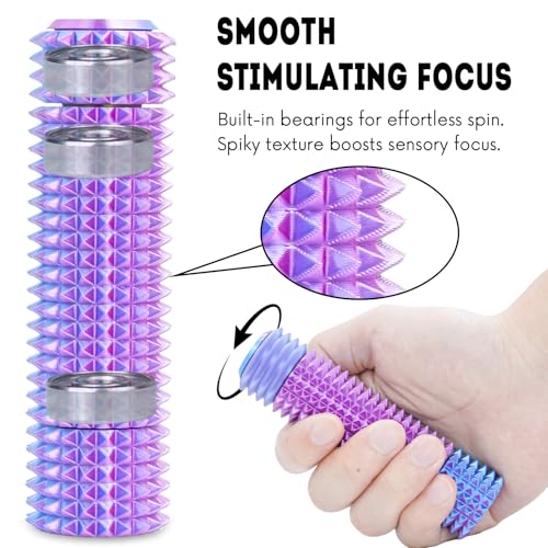 Fidget Roller Adults Teens Sensory Little Stim Gadget for Anxiety Relief Mild Ouchie,Desk Focus Tool Portable Hand Spinner Gifts Idea White Elephant Stocking Christmas(Purple,Compact Fit) - Image 3