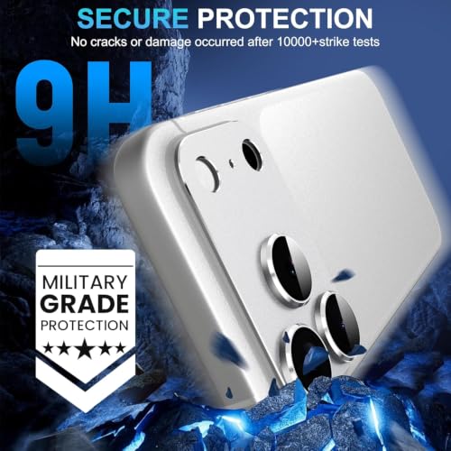 Image of Ferilinso GARHIL Camera Lens Protector Compatible for iP 17 Pro 6.9 Inch, 9H Tempered Glass Camera Protector, Full Coverage Lens Ring Cover, Matte Metal Joint Plate, Case Friendly, 1 Pack, Silver