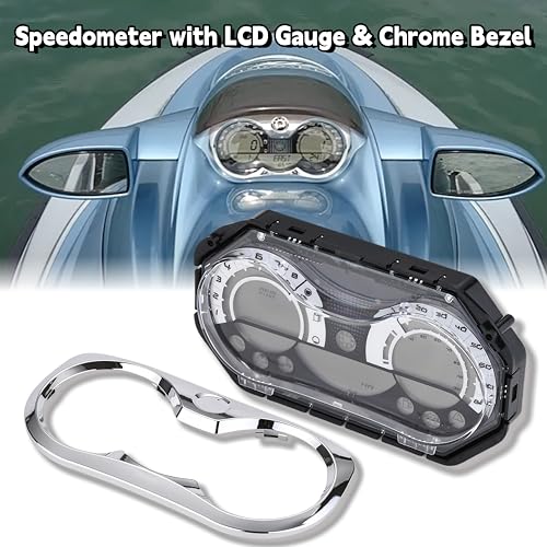 Image of 278002270 LCD Digital Jet Ski Speedometer Compatible with 2006-2011 Sea Doo GTX /RXP /RXT /Wake, Digital Gauge Cluster Kit with Chrome Bezel, Replacement Part Number# 278002144, Black