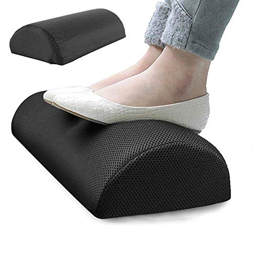 DOUBLE 2 C Ergonomic Footrest Under Desk with Non-Slip Surface Slow Rebound Foam Half-Cylinder Footrest Relieves Lumbar, Back Pain, for Office, Home, Airplane,Travel (Black)