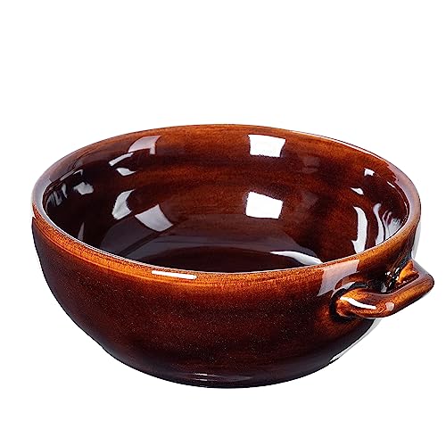 KADAX Cuenco de sopa de cerámica, apto para lavavajillas, cuenco de cerámica rústico, cuenco para sopa, ensalada, dulces, postres (Con orejas, 0,7 L)