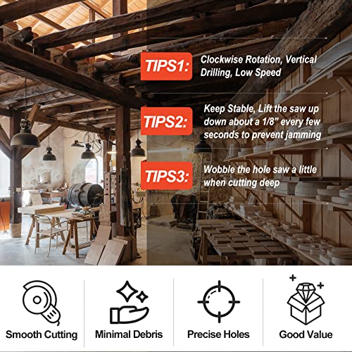 6-1/4 Inch Hole Saw With 1/2" Hex Shank Quick Change Arbor, Jtemgle Bi-Metal Hole Saw Heavy Duty Hole Cutting Tool For Cornhole Boards, Recessed Lights, Wood, Plastic, Drywall & Soft Metal #TOP1