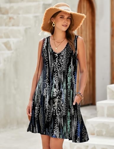 Image of JollieLovin Women Plus Size Curvy Summer Tank Sun Dresses Sleeveless Causal T-Shirt Dress Beach Swing Cover up(L-5X)