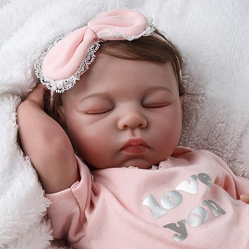 Dcolco 12 Reborn Baby Dolls Sleeping Girl - 19 Inches Cloth Body Realistic Newborn Baby Doll That Look Real thumb #1