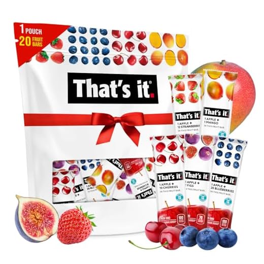 That's it Fruit Bars Snack Gift Box { 20 Pack }100% All Natural, Gluten-Free, Vegan, Low Carb Snacks - Healthy Fruit Snacks Bulk Variety Pack(Strawberry, Mango, Blueberries, Cherries & Fig Bars)