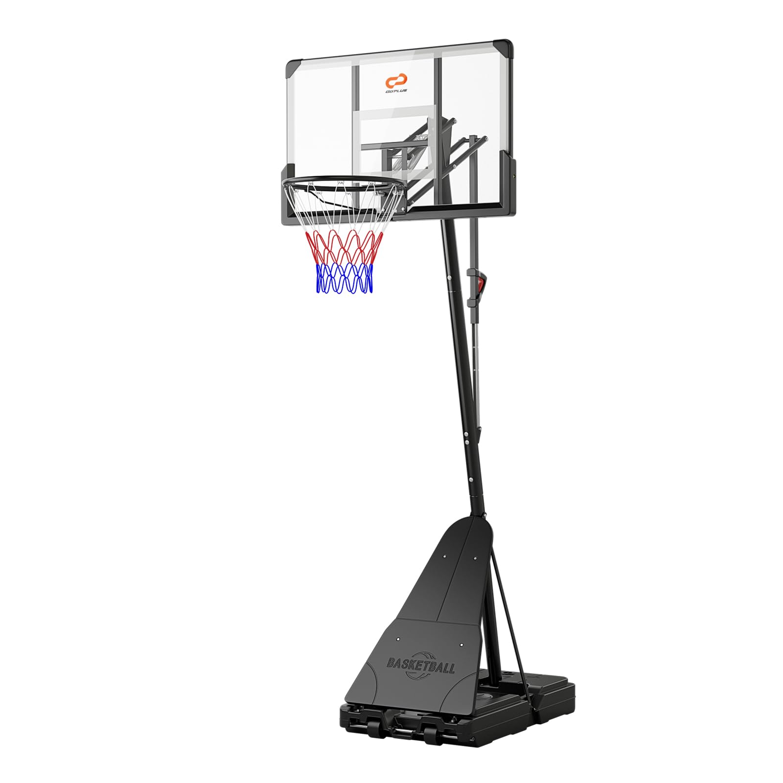GYMAX Sistema di Canestro da Basket da Interno ed Esterno, Canestro Basket con Tabellone in PC Antirottura Infrangibile 112 Cm, Base Riempibile e Ruote, Canestro Regolabile in Altezza da 1,5-3,05 m