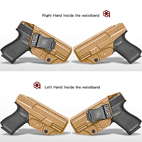 Glock 19 Holster Iwb Kydex Holster Fit: Glock 19/19X/44/45 Gen(3-5) & Glock 23/32 Gen(3-4) Pistol | Inside Waistband | Adjustable Cant | Usa Made By Amberide (Coyote Brown Carbon Fiber, Right) #TOP1