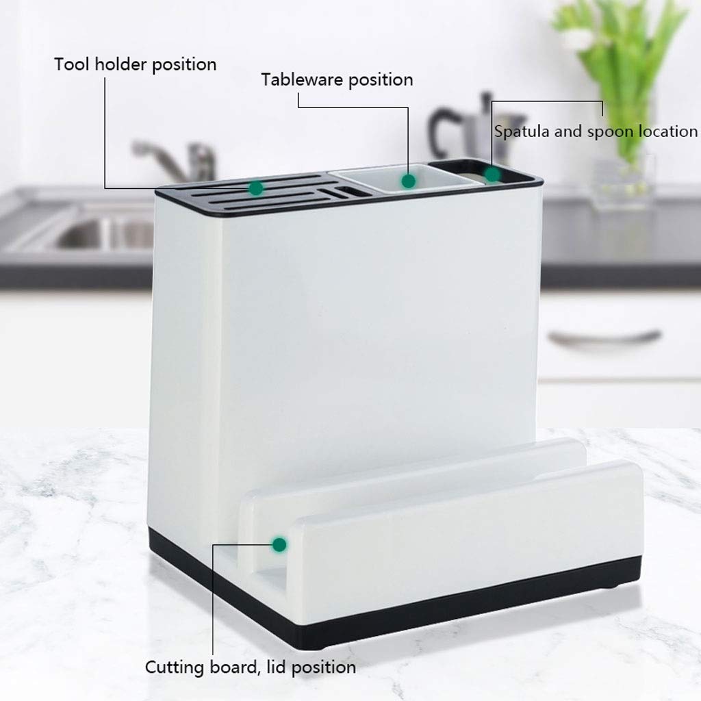 Portacoltelli Da Cucina Con Fessure Di Sicurezza | Organizzatore Coltelli In Plastica | Grigio - Foto 3