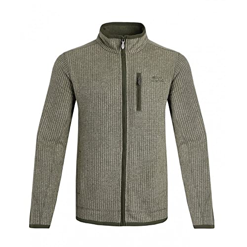 Weird Fish Rossten Eco Full Zip Grid Fleece Dark Olive Size L