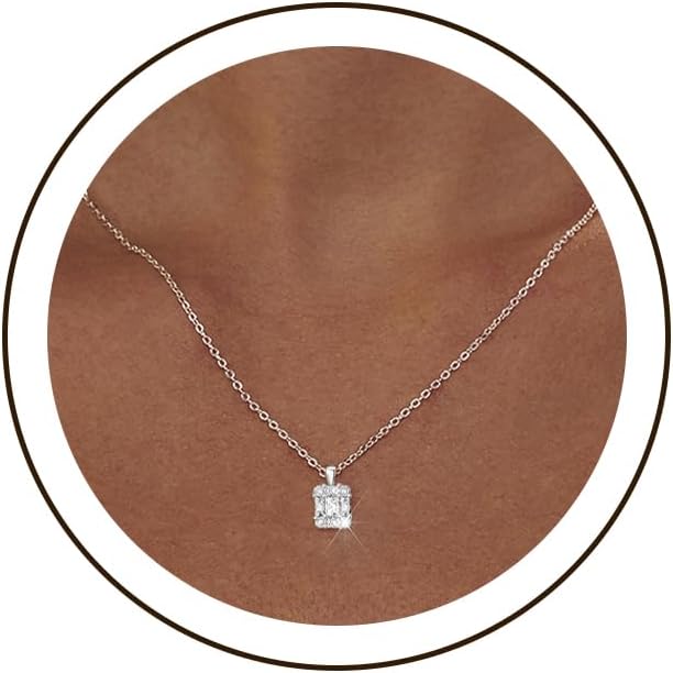 Luxval Collar de oro con colgante de diamantes para mujer, Gargantilla chapada en oro de 18 quilates, joyería de oro simple, regalos para mujeres