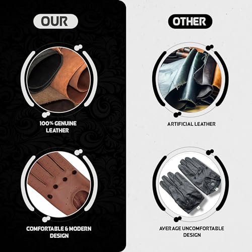 Image of M&H Since 1978 Driving Gloves for Men - Mens Leather Car Gloves