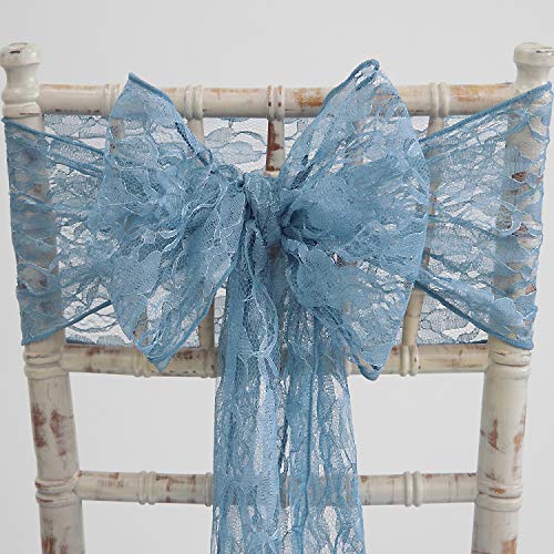 Vintage Lace Chair Sashes Bows 12 Colours Weddings Events Decor (Dusty Blue)