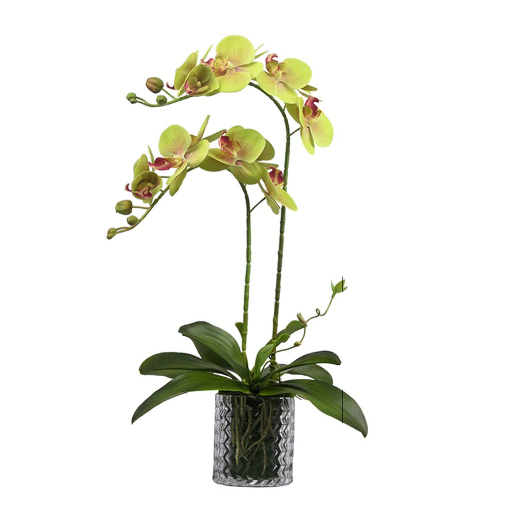 IUokLU Faux Flowers Artificial Flower Bonsai with Vase,Artificial Orchid Phalaenopsis Flowers Decorative,Indoor Plants Realistic Arrangement for Any Occasion,D (B)