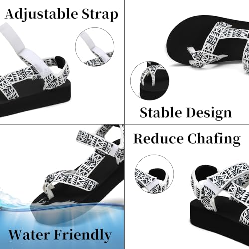Image of Sport Walking Water Sandals for Women with Arch Support & Adjustable Straps Platform Sandals Women Height Increase