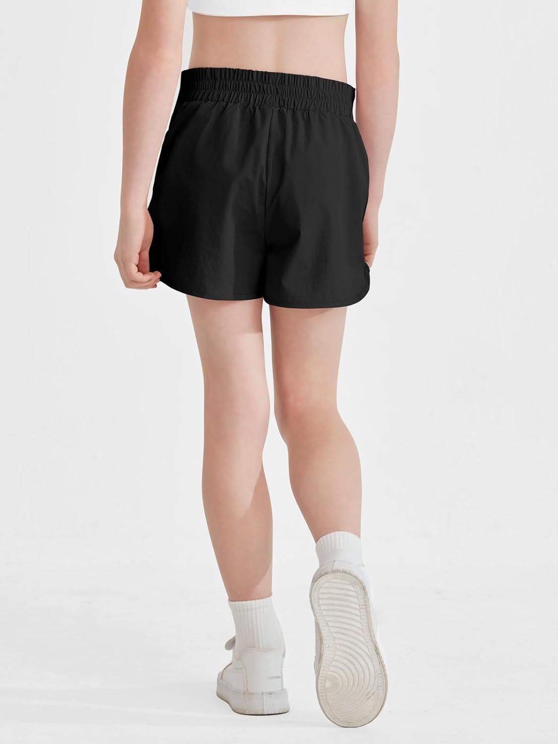 Haloumoning Girls Athletic Shorts Kids Striped Trim High Waisted Running Biker Shorts 5-14 Years - Image 3