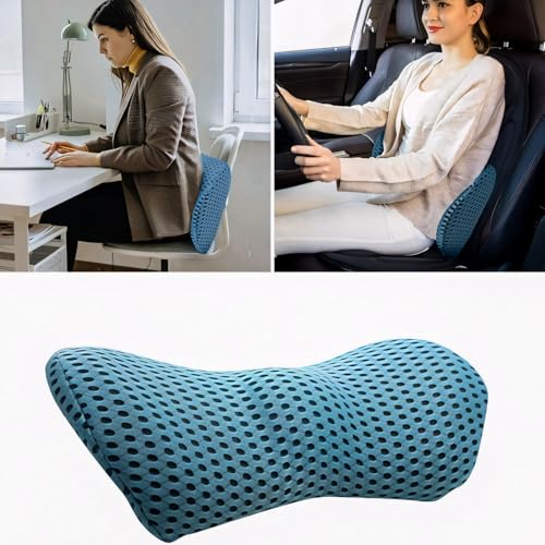 Retoo Lendenkissen Orthopädisches 23x13x46 cm, Lendenwirbelkissen aus Memory Foam, Rückenstützkissen mit Atmungsaktives Material, Universell für Bett, Stuhl, Auto, zur Schmerzlinderung im unteren Rück