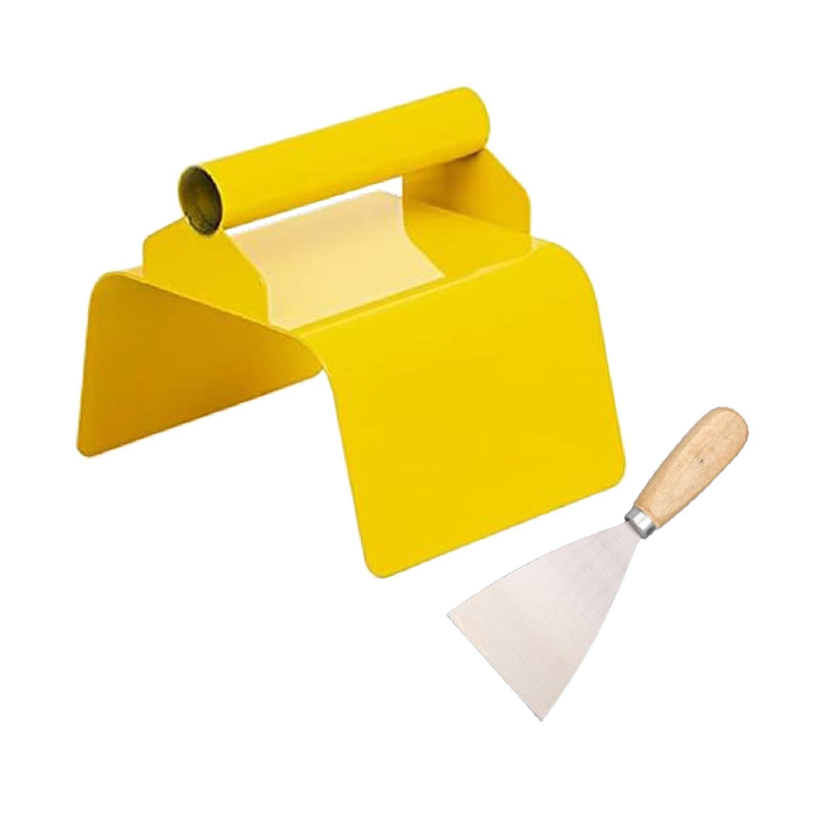 MYCENSE Landscape Curb Trowel with Putty Knife, Garden Curb Tool Versatile Plasterer DIY Paths Stainless Steel for Garden Corner Edger Trowel, Yellow