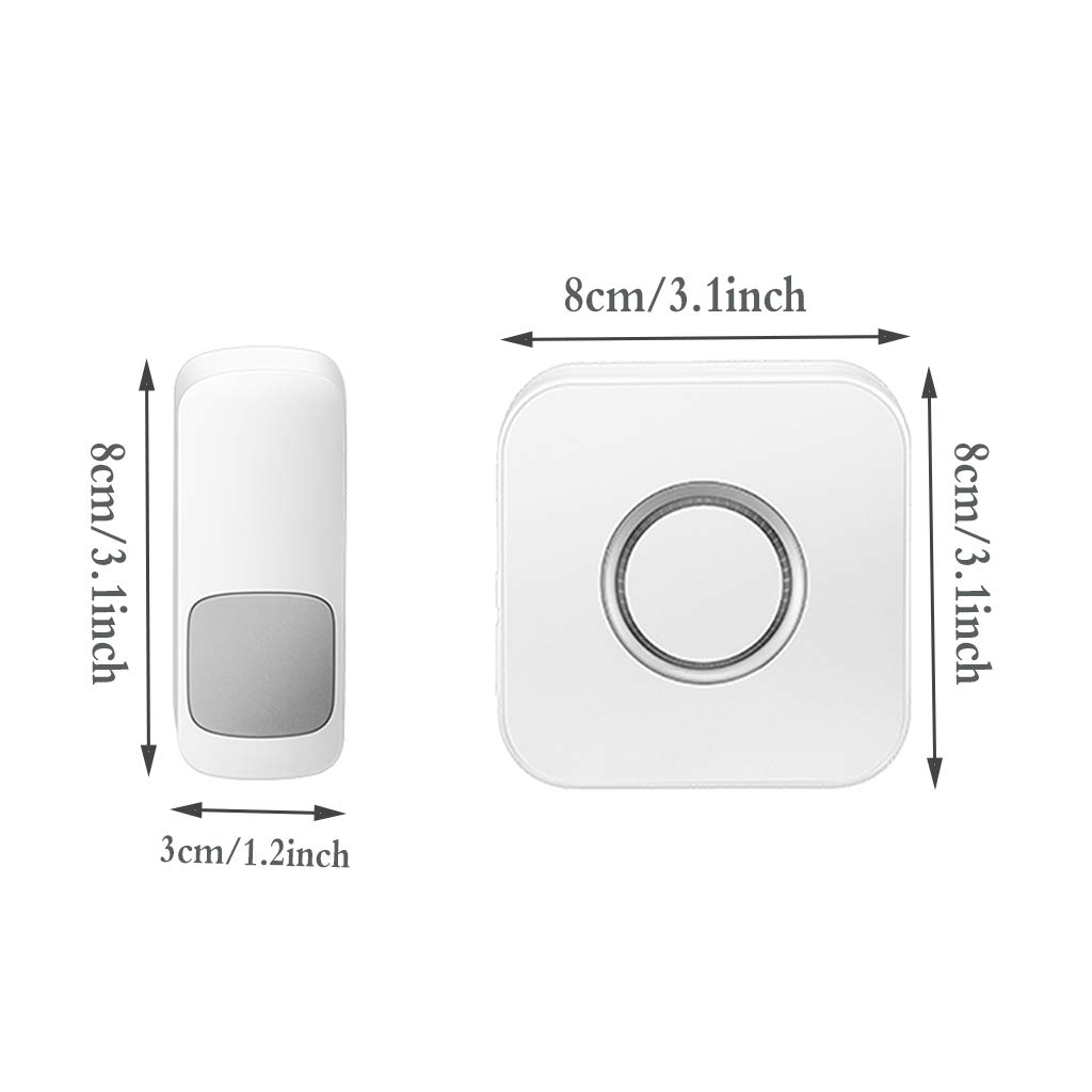 Timbre inalámbrico Impermeable, Kit de Timbre de Puerta inalámbrico con Enchufe de Pared y Alcance de 457 m, 52 melodías a Elegir, 2 pulsadores y 1 Receptor enchufable.