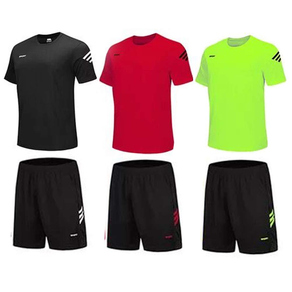 BUYJYA Men's Workout Clothes Athletic Shorts Shirt Set 3 Pack Basketball Football Training Running Gym Christmas gifts