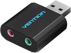 Vention - Placa de Som Externa USB 2.1 Canais P2 para Mac Win Linux PS4 (Preto)
