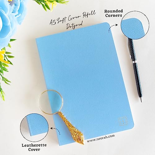 Image of NEORAH -A5 Dotgrid Notebook SOFT COVER |Organiser REFILL|Dotted notebook Journal | 110 GSM | 160 pages (Size 21 cm x 14.8 cm)Planner Journaling Writing Note Taking Diary,Travellers Journal-LIGHT BLUE