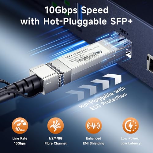 Image of Cable Matters 10Gbps DAC Twinax SFP Cable - 3m / 9.8ft, 10GBASE-CU Passive Direct Attach Copper Twinax SFP+ Cable, Compatible with Cisco, Ubiquiti, Huawei, Netgear, & Supermicro Devices