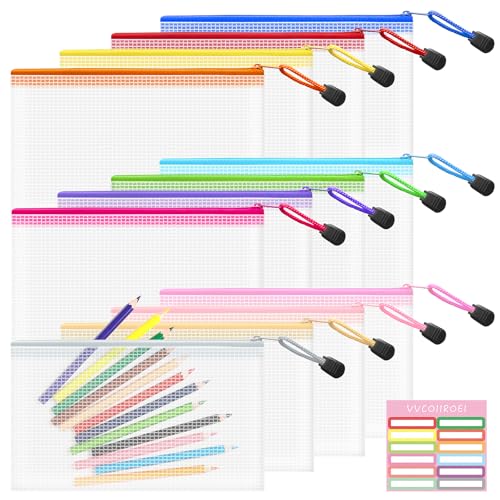 Image of 12pcs Mesh Zipper Pouch Bags Small, 8.2x4.6 Inches Zipper Pencil Bags, 12 Colors Pencil Pouch Bulk, Reusable Pencil Bags for Office Supplies and Travel Storage