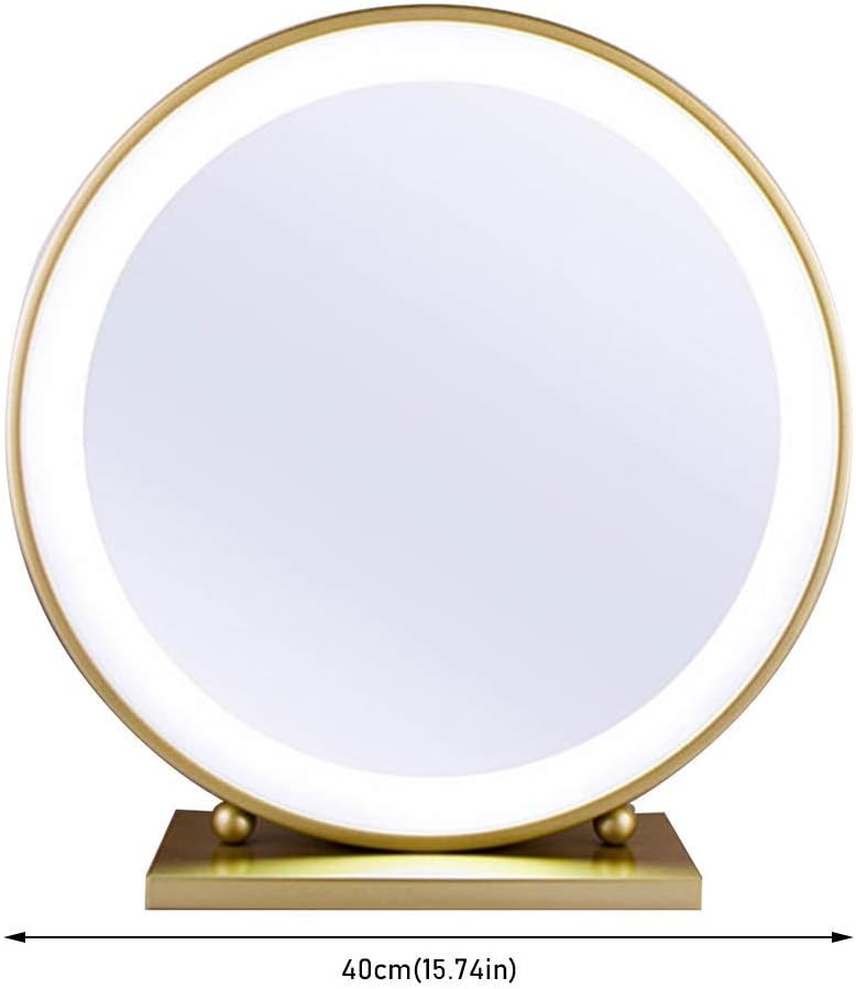 Mirrors Dressing Table with Drawers， Round Illuminated Countertop Cosmetic HD Simple Style Finishing for Dorm Room Bedroom Tabletop (Size : 60cm) image 2