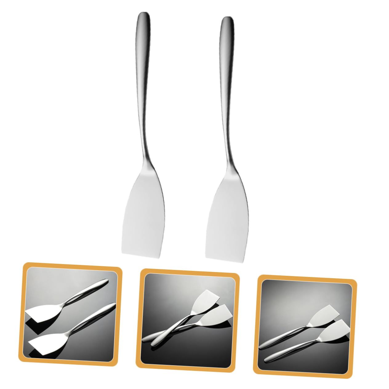 UKCOCO 3 ensembles Spatule À Frire En Acier Inoxydable Pour Steaks Mini-Tournant Pour Petits Steaks Spatules De Cuisson De Viande Graisse De Chef Cuisine Sauté Spatule 2 pièces * 3