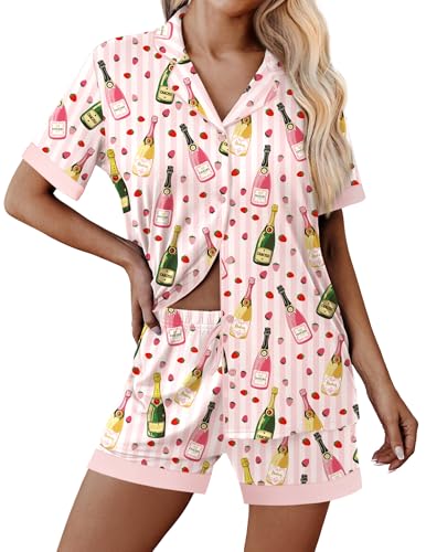 Ekouaer Womens Button Down Pajamas Set Short Sleeve...