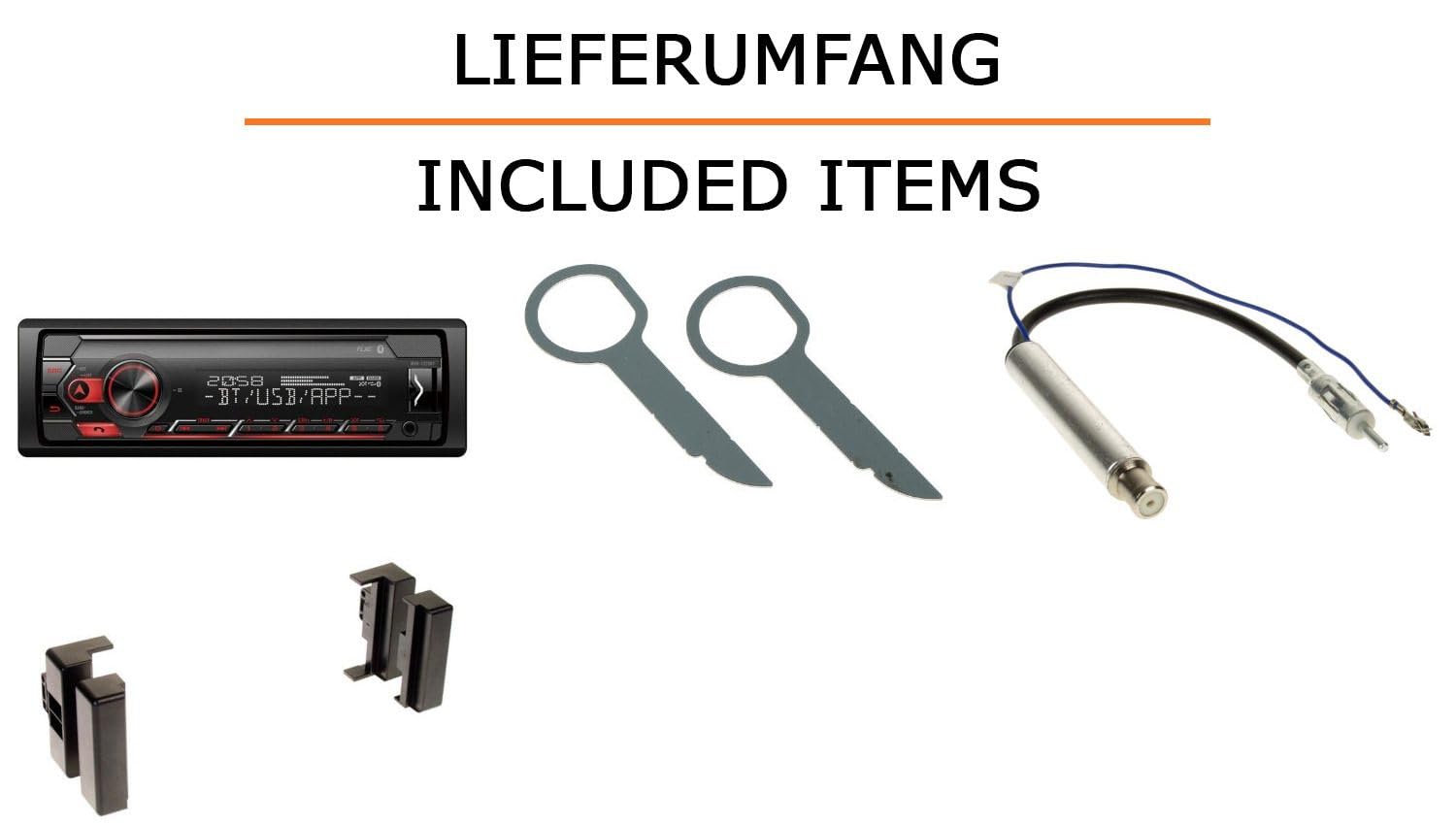 Autoradio Einbaupaket für Pioneer MVH-S320BT für Audi A4 B5, Chorus Kassette | Bluetooth USB