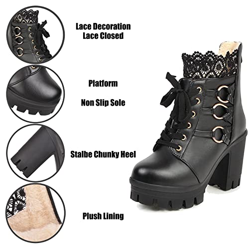 Bottines noires à lacet et talon bloc taille 40 pour femme