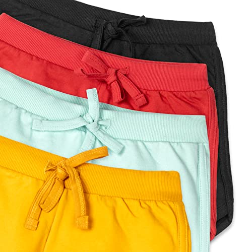 Image of Real Basics Premium Cotton Shorts for Girls - Regular Fit Printed Girl Shorts (Pack of 4)