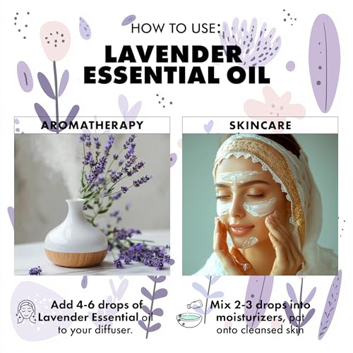 Image of Esslux Lavender Essential Oil for Diffuser | 100% Pure Natural Oil for Skin & Hair | Ideal for Relaxation & Nourishment | Perfect for Soap Making Scent, 15 ML