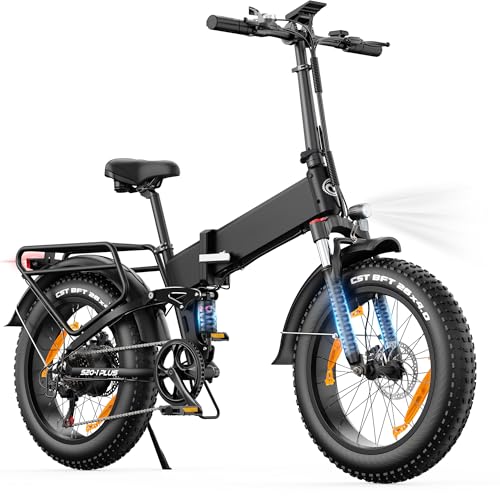 AOIHO Bicicleta Electrica Plegable Bici Electricas Adulto con 20'*4.0' Fat Tire, 48V 13Ah Batería Alcance de 120 KM, Motor 55NM, 7 Velocidades, Pantalla LCD, EBike Todo Terreno