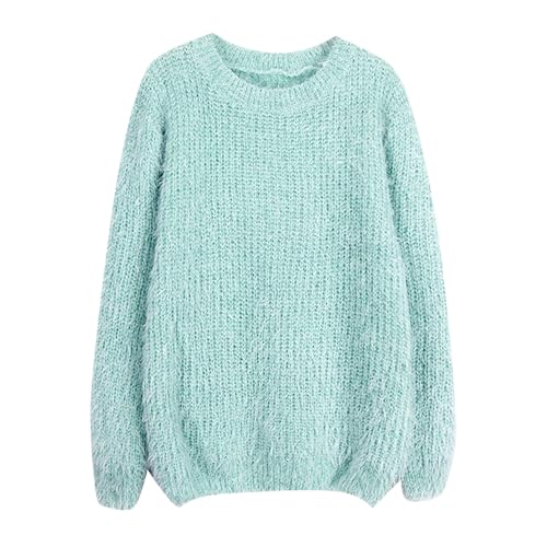 Pull Coton Femme Hiver Pull Printemps Femme Surdimensionné à Col Rond pour Chemise à Bascule Ample Automne Et Hiver Large Long Chaud Green XL