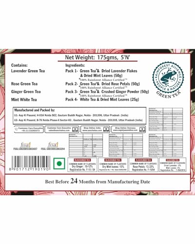 Image of Sancha Tea Boutique, Inner Beauty Collection | Luxury Green Tea Gift Box with Rose, Mint, Ginger & Lavender | Floral Hamper Variety Pack | Ideal Gift for Festivals & Celebrations