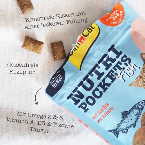 GimCat Nutri Pockets Fisch Lachs - Knuspriger Katzensnack mit funktionalen Inhaltsstoffen - 1 Beutel (1 x 60 g) – Bild 6