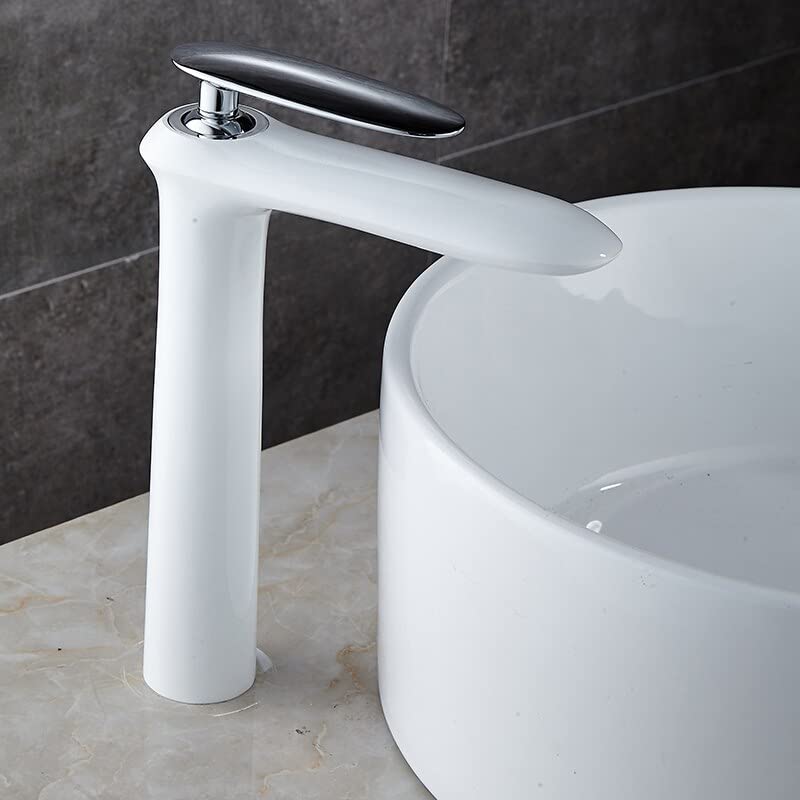 Robinet de lavabo blanc et chrome 2018A16 pour mitigeur de salle de bain surélevé